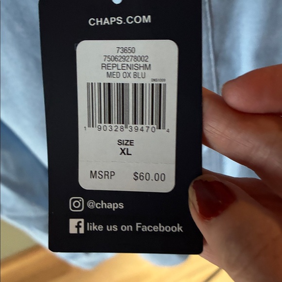 Chaps Stretch Light Blue Long Slv Casual Button-Down Sz. XL Shirt NWT - Picture 6 of 15
